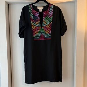 Mara Hoffman Black Dress with Vibrant Embroidery